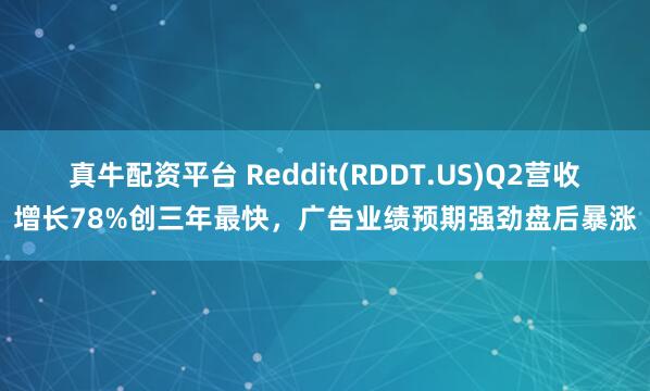 真牛配资平台 Reddit(RDDT.US)Q2营收增长78%创三年最快，广告业绩预期强劲盘后暴涨