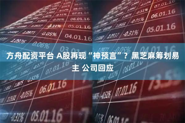 方舟配资平台 A股再现“神预言”？黑芝麻筹划易主 公司回应