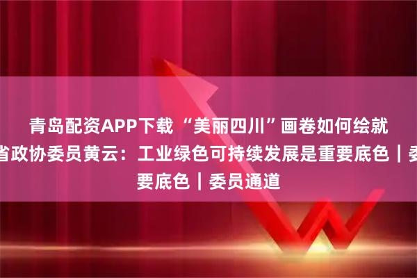 青岛配资APP下载 “美丽四川”画卷如何绘就？四川省政协委员黄云：工业绿色可持续发展是重要底色｜委员通道